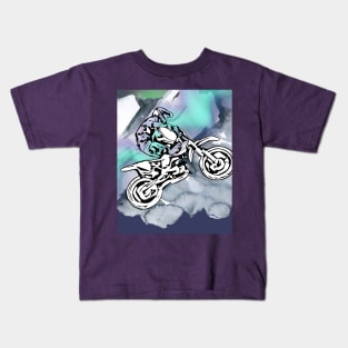 DIRT BIKE DAD WINTER MOUNTAINS NORDIC NATURE Kids T-Shirt